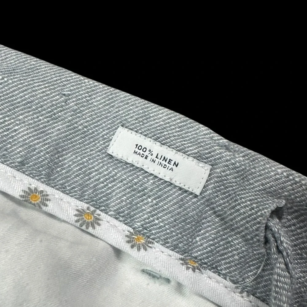 Porter & Ash 100% Linen Gray/Blue Straight Leg Pants Men's 36 (Fits 35x30) FLAW